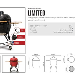 Kamado Bono Limited 25'' Ceramic BBQ Grill in Black - Black by KAMADO BONO