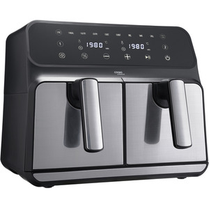 Dual Air Fryer 8L XL Capacity and Digital Display - Silver by Cooks Professional