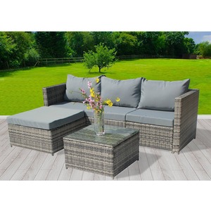 5Pcs Rattan Garden Furniture Set - Grey by BIRCHTREE