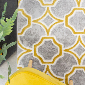 Ochre Grey Super Soft Geometric Area Rug by The Rug House