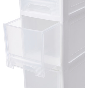 Four-Tier Mobile Plastic Drawer Cabinet - White / 19.5cm by Livingandhome
