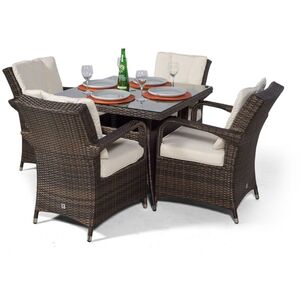Arizona Square Rattan Patio Dining Set - Brown / 4 by Giardino
