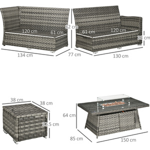 Outsunny 7 Pieces PE Rattan Garden Furniture Set - Grey by Outsunny