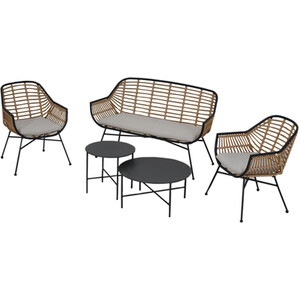 5 Piece Antigua Rattan Conversation Set - Black by Outdoor Essentials