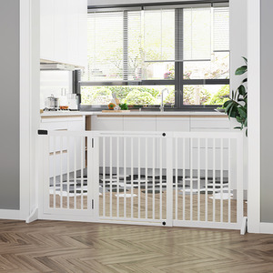 PawHut Wooden Pine Pet Gate - White by PawHut