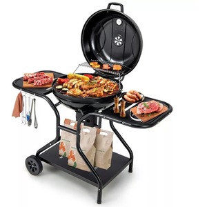 2 Layer Racks Charcoal Barbecue with Grill - Black by Wyld and Coco