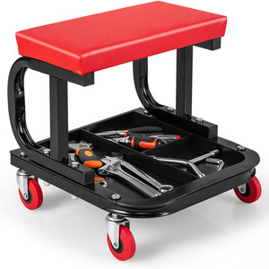 Rolling Creeper Seat-Red - Red by Costway