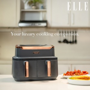 ELLE 9L Dual Air Fryer - Grey & Rose Gold / Double Air Fryer by GRS