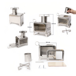 Outdoor Stainless Steel Desktop Camping Wood Stove - Silver