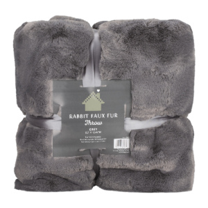 Rabbit Faux Fur Throw - Grey / Medium by Divante