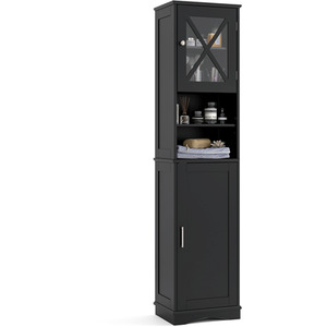 Freestanding Narrow Corner Floor Cabinet - Black by Costway