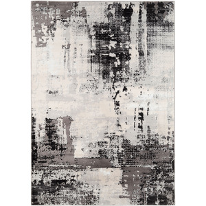 Silver Grey Modern Distressed Abstract Area Rug by The Rug House