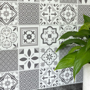 Oriental Tiles Self Adhesive Wall Tiles - Grey by d-c-fix