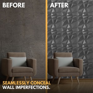 3D Wall Panels (50x50 cm) PVC Cladding Panel Silver Diamond Design by NOVECRAFTO