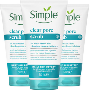 Simple Daily Skin Detox Pore Polishing Face Scrub for Oily Skin, 150ml - Buy 3 by Simple