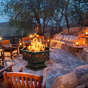 Hexagonal Fire Pit with Spark Guard