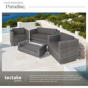 Rattan Garden Set Munich 4 Seats 1 Table - Grey by tectake