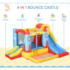 Outsunny Kids 3 in 1 Bounce Castle House - Yellow by Outsunny