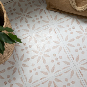 Vintage Flowers Peel and Stick Vinyl Floor Tiles 1sqm by d-c-fix