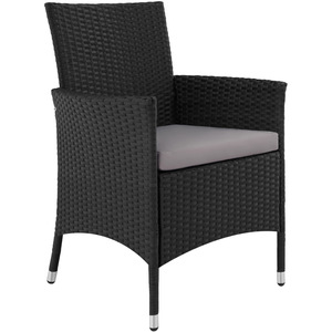 Rattan Garden Furniture Set 61 With Protective Cover - Black/Grey by tectake