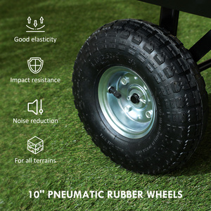 Outsunny Garden Cart with Quick-Release Sides, Removable Liner - Black by Outsunny