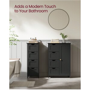 Bathroom Storage Cabinet with 4 Drawers - Black by VASAGLE