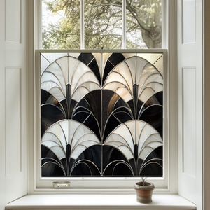 Acquaro Art Deco Stained Glass Privacy Window Film by Creative Printing Solutions