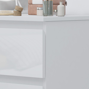 High Gloss White Dressing Table Desk With 3 Drawers - White by FWStyle