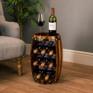Wooden Barrel Wine 8 Bottle Holder - Brown by Christow