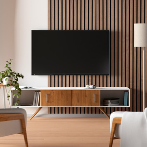 Wooden Slatted 3D Acoustic Wall Panelling by Home Treats