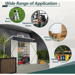 Metal Garden Shed With Free Foundation - Anthracite & White / 4ft x 6ft by BIRCHTREE