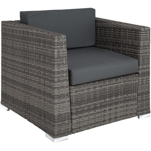 Rattan Garden Set Munich 4 Seats 1 Table - Grey by tectake