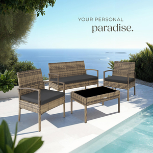 Sparta Rattan Garden Furniture Set - Nature by tectake