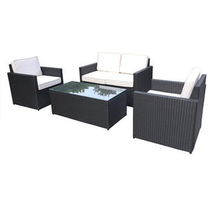 Berlin 4 Piece Sofa Lounging Set - Black / 4 by Royalcraft