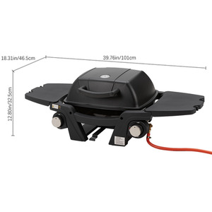 Portable Propane Gas Grill with Side Tables - Black by Garden Sanctuary
