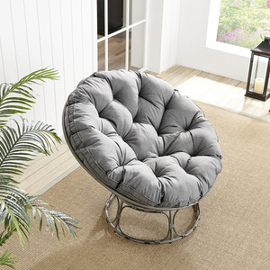 Moon Chair Rattan Cushioned Outdoor Garden Chair - Grey by FurnitureboxUK