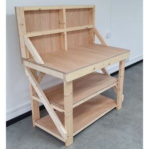 Eucalyptus Top Workbench With Back Panel And Double Shelf by Arbor Garden Solutions