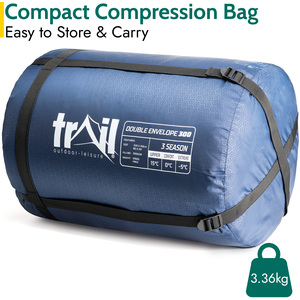 Premium Double Sleeping Bag - Blue by Trail