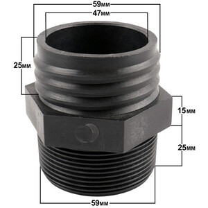 IBC S60x6 (2 inch) Male to (2 inch) BSP Male - Black by DNA PACKAGING LTD