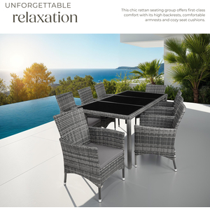 Rattan Garden Furniture Set 81 With Protective Cover - Mottled Grey/Grey by tectake