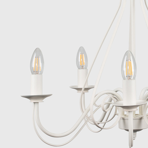 Ivory White Vintage Style 5 Way Ceiling Light Chandelier - White by ValueLights