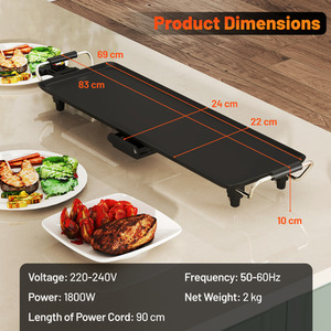 Electric Griddle Extra Large Teppanyaki Grill - Black by GAINOOM