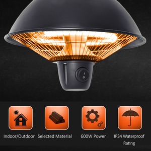 600W Halogen Ceiling Patio Heater - Black