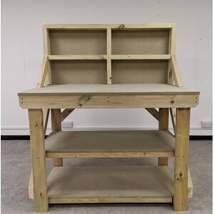 Unimdf Top Workbench With Back Panel And Double Shelf by Arbor Garden Solutions