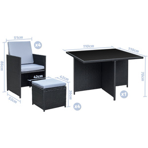 8-Seater Rattan Cube Garden Furniture Dining Set - Brown by Wowch