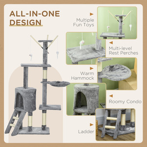PawHut Cat Tree Activity Centre Condo - Grey by PawHut