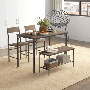 HOMCOM 4 Piece Dining Table and Chairs Set with 2 Chairs Bench by HOMCOM