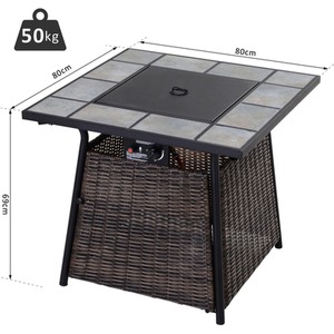 Outsunny Rattan Fire Pit Gas Burner Patio Heater - Brown Wicker, Black Frame by Outsunny