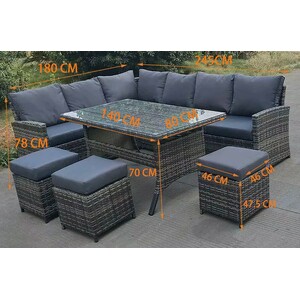 9 Seater Table and Chair Dining Sofa Set - Grey by Furniture One