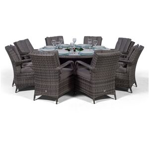 Arizona Round Rattan Patio Dining Set with Ice Bucket Drinks Cooler - Grey / 8 by Giardino